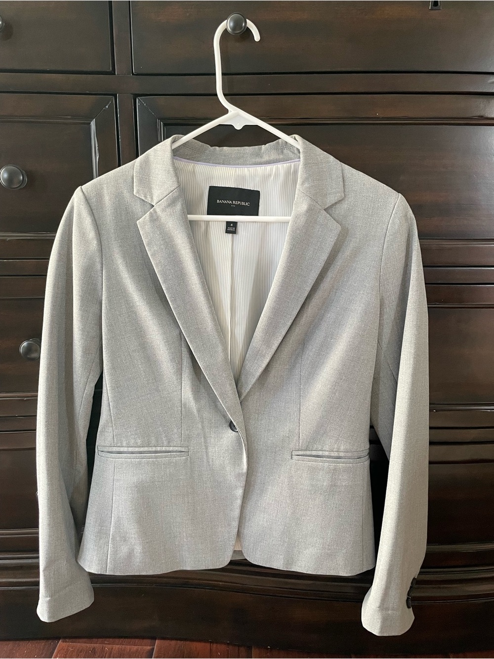 Banana Republic Light Gray Single-Button Tailored Blazer